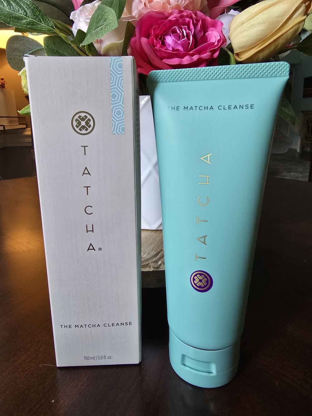 Tatcha Gentle Matcha Foaming Cleanser in Mint Green Tube with White Box